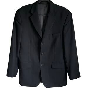 Alfani 100% Wool Blazer Sport Coat Size 38R Single Breasted Three Button Black